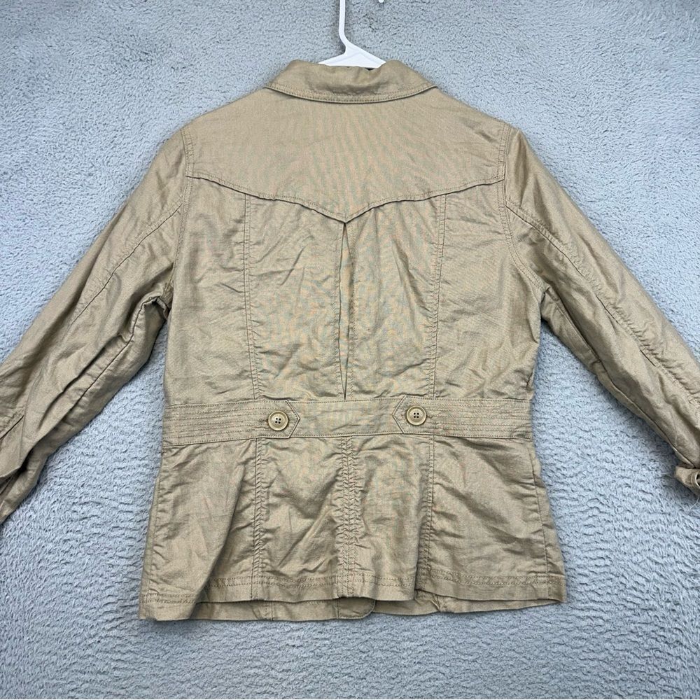 Eddie Bauer Shirt Jacket Womens Medium Beige Linen Blend Chore Field Outdoor‎ - Picture 5 of 12